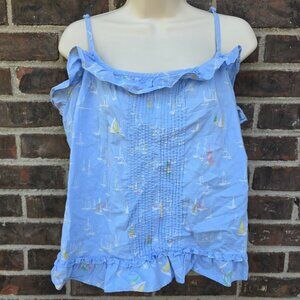 Tommy Hilfiger Size XL Blue Tank Top Nautical Sailboat Shirt Top Blouse Summer